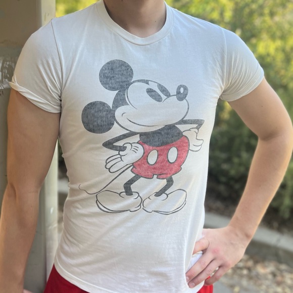 DISNEY MICKEY MOUSE MEN T SHIRT VINTAGE DISTRESSED HAPPY FACE SMILE PROUD PRIDE - Picture 14 of 16